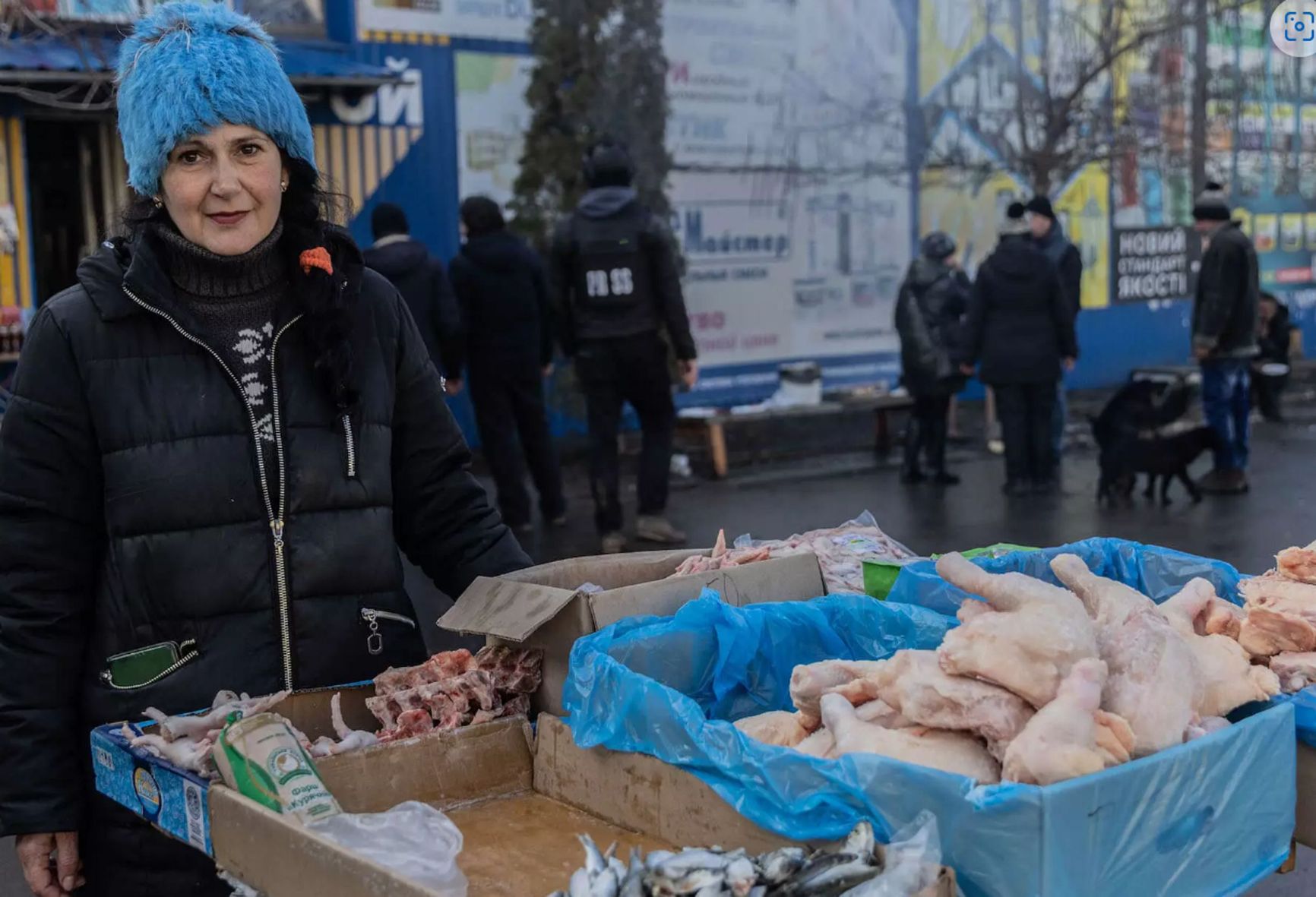 A woman at the market in Bakhmut